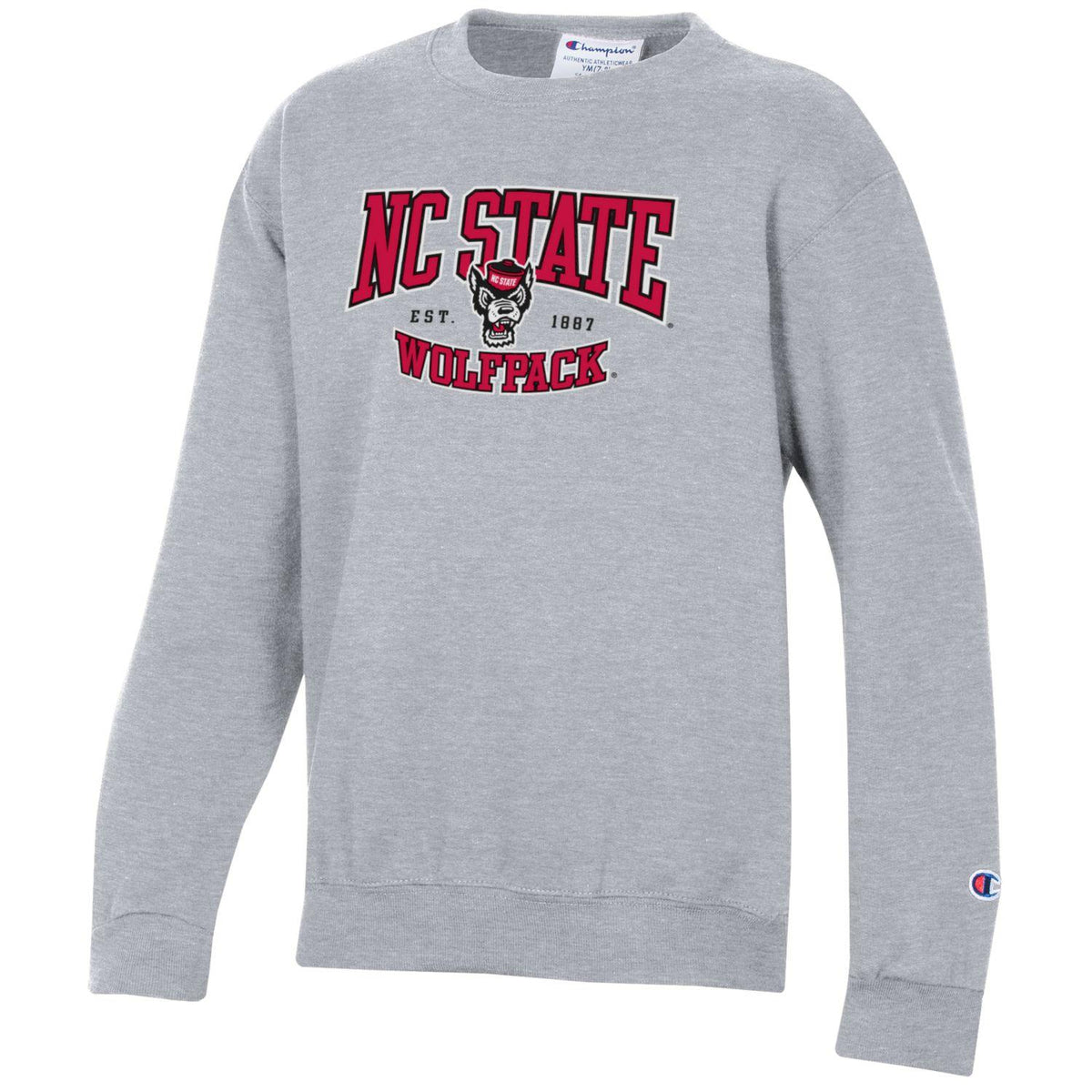 NC State Wolfpack Champion Youth Oxford Heather Grey Wolfhead Establis