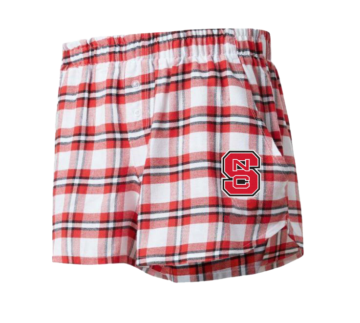 NC State Wolfpack Women's Red and White Wolfhead Flannel