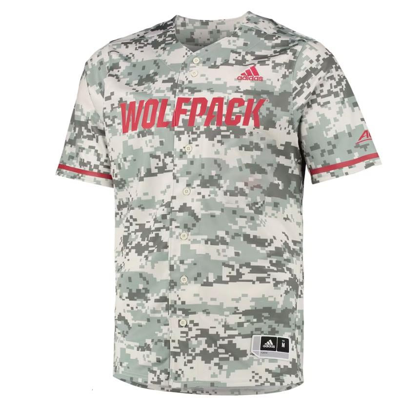 NC State Wolfpack adidas 2023 Digital Camo Baseball Jersey – Red