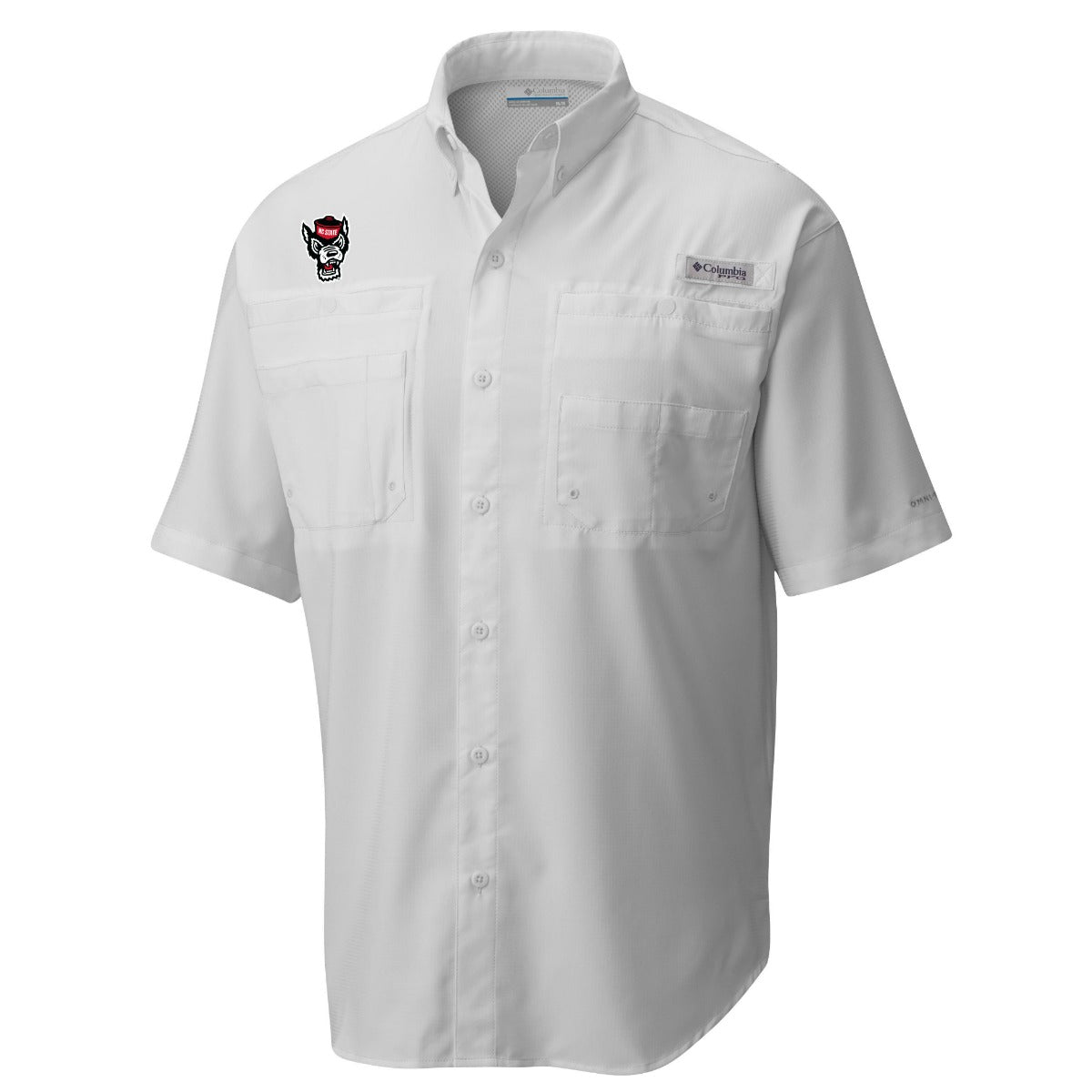 NC State Wolfpack Columbia White wolfhead Tamiami Button Down Shirt XLarge