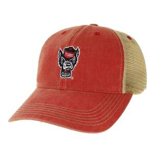 NC State Wolfpack Legacy Youth Scarlet Red Wolfhead Trucker Adjustable Hat