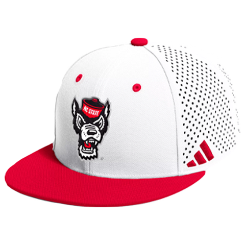 NC State Wolfpack 2024 White Wolfhead Performance On-Field Hat