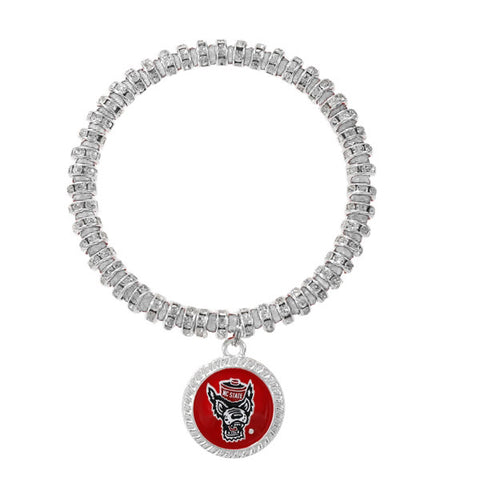 NC State Wolfpack Circle Charm Stretch Bracelet