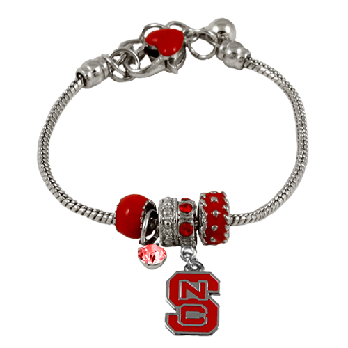 NC State Wolfpack Block S Natalya Charm Bracelet