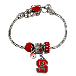 NC State Wolfpack Block S Natalya Charm Bracelet