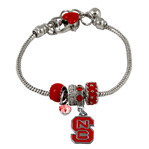 NC State Wolfpack Block S Natalya Charm Bracelet