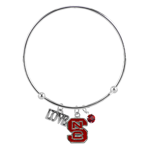 NC State Wolfpack Wired Block S Love Bracelet