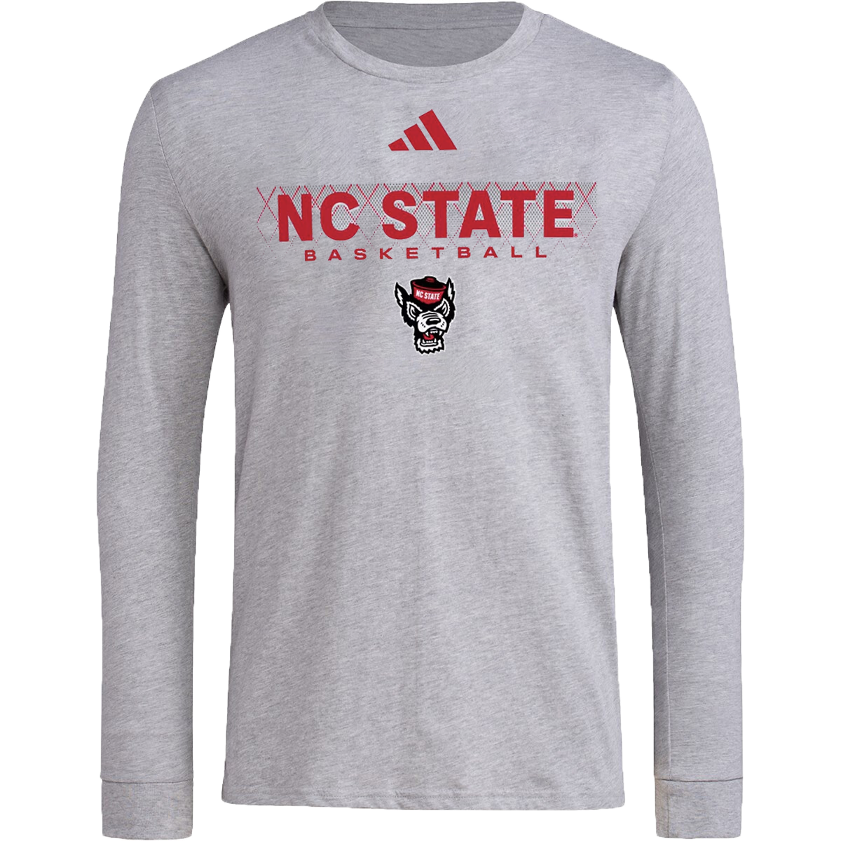 NC State Wolfpack adidas Heathered Grey Pre-Game Basketball Long Sleeve