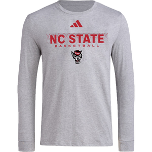 NC State Wolfpack adidas Heathered Grey Pre-Game Basketball Long Sleeve