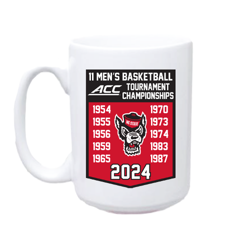 NC State Wolfpack 15oz White Sublimated ACC Basketball Champions Years Mug