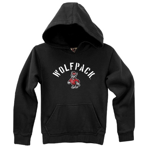 NC State Wolfpack Wes and Willy Toddler Black Wolfpack Stencil Strutting Wolf Hooded Sweatshirt