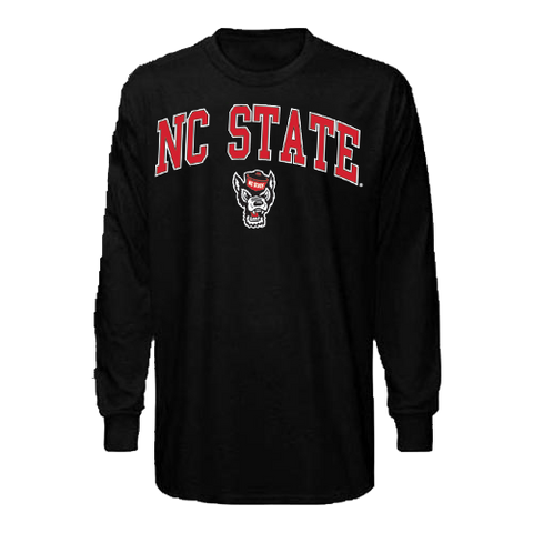 NC State Wolfpack Youth Black Arched Wolfhead Long Sleeve T-Shirt