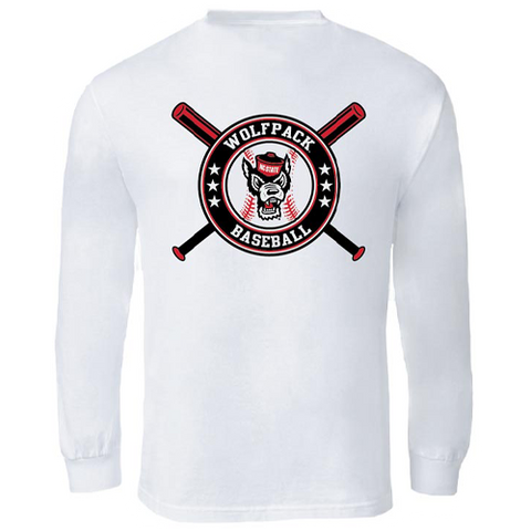 NC State Wolfpack White Baseball Long Sleeve T-Shirt