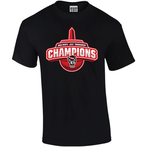 NC State Wolfpack TRT ACC Basketball 2024 Champions Black T-Shirt