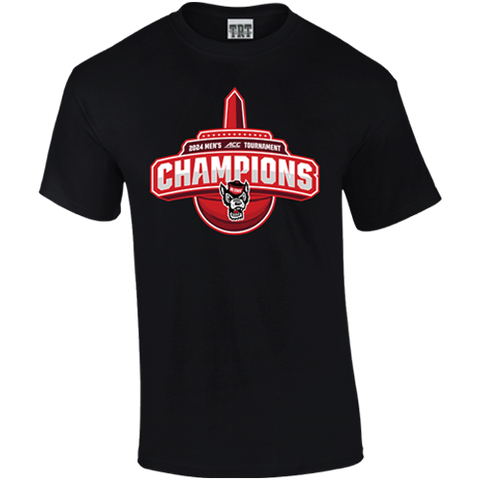 NC State Wolfpack TRT ACC Basketball 2024 Champions Black T-Shirt