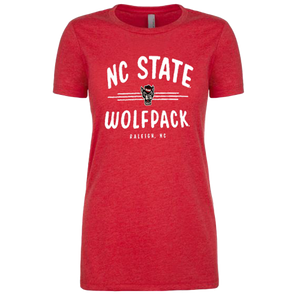 NC State Wolfpack Women's Heather Red Wolfhead In Lines T-Shirt