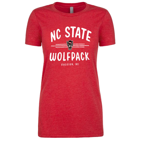 NC State Wolfpack Women's Heather Red Wolfhead In Lines T-Shirt