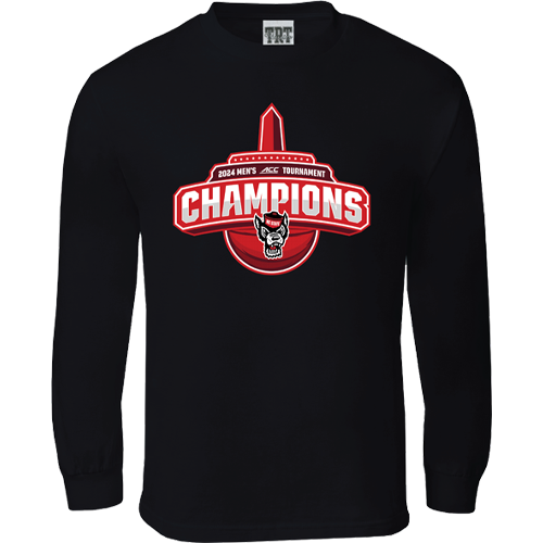 NC State Wolfpack TRT ACC Basketball 2024 Champions Black Long Sleeve T-Shirt