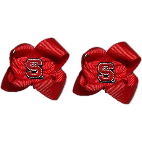 NC State Wolfpack Essentials Block S Toddler Bow Pair