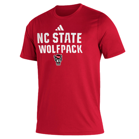 NC State Wolfpack Adidas Red Wolfhead Pre-Game T-Shirt