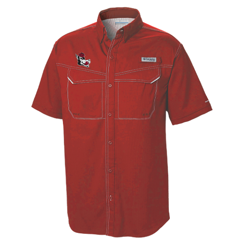 NC State Wolfpack Columbia Red Slobbering Wolf Low Drag Offshore Button Down Shirt