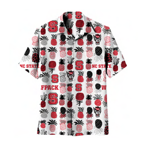 NC State Wolfpack Pineapple Hawaiian Button Up Shirt