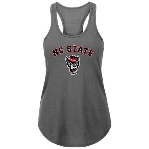 NC State Wolfpack Women's Charcoal Wolfhead Racerback Tank Top