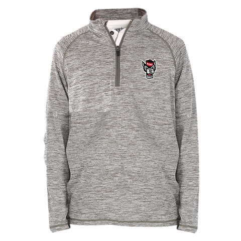 NC State Wolfpack Toddler Spacedye Grey Wolfhead 1/4 Zip Pullover