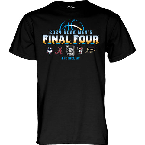 NC State Wolfpack 2024 Men's Basketball Final Four Teams Black T-Shirt