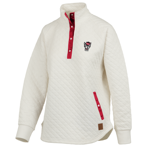 NC State Wolfpack Women's Ivory Claire Quilted Snap Henley