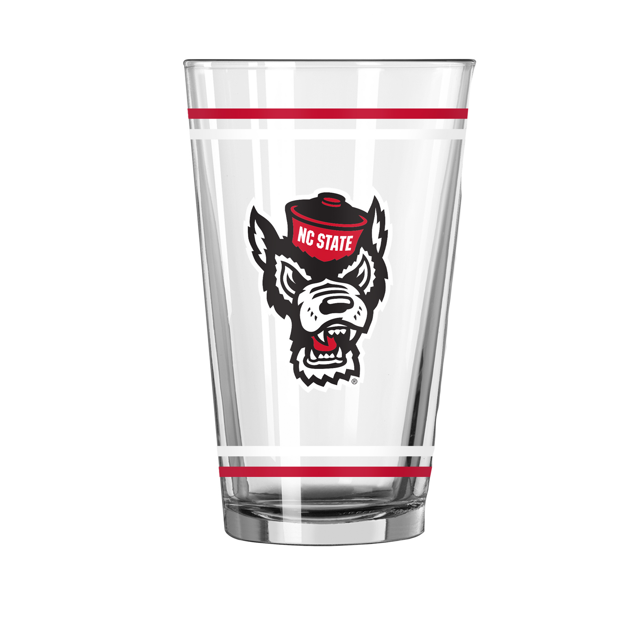 NC State Wolfpack 16 oz Stripe Wolfhead Pint Glass