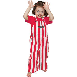 NC State Wolfpack Toddler Unisex Red and White Striped Game Day Overalls