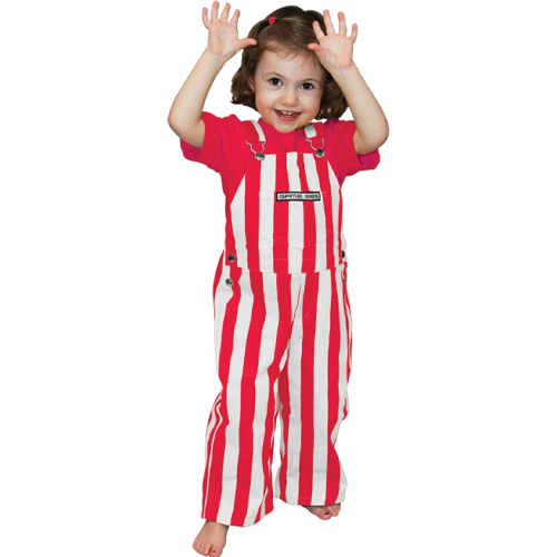 NC State Wolfpack Toddler Unisex Red and White Striped Game Day Overalls