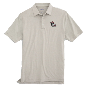 NC State Wolfpack Johnnie-O Grey and White Striped Slobbering Wolf Lyndon Polo