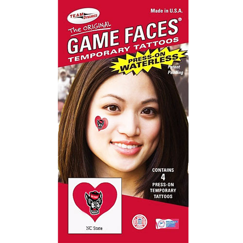 NC State Wolfpack Heart Wolfhead Game Face Tattoos