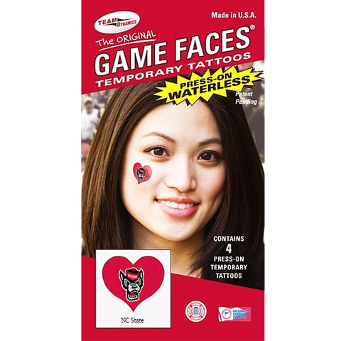 NC State Wolfpack Heart Wolfhead Game Face Tattoos