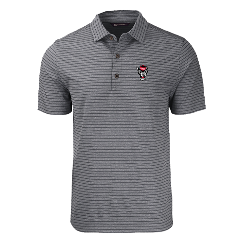 NC State Wolfpack Cutter & Buck Black Heather Wolfhead Forge Eco Stripe Polo