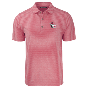 NC State Wolfpack Cutter & Buck Red Heather Slobbering Wolf Forge Eco Stripe Polo