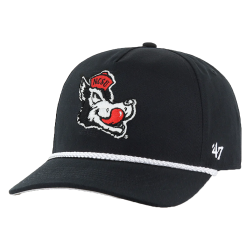 NC State Wolfpack '47 Brand Hitch Black Slobbering Wolf Rope Adjustable Hat