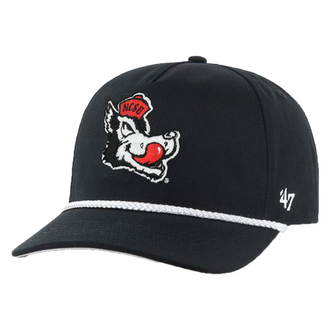 NC State Wolfpack '47 Brand Hitch Black Slobbering Wolf Rope Adjustable Hat