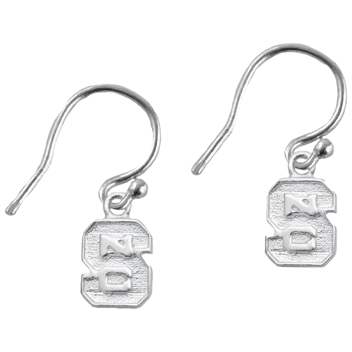 NC State Wolfpack Silver Block S Dangle Earrings