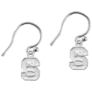 NC State Wolfpack Silver Block S Dangle Earrings