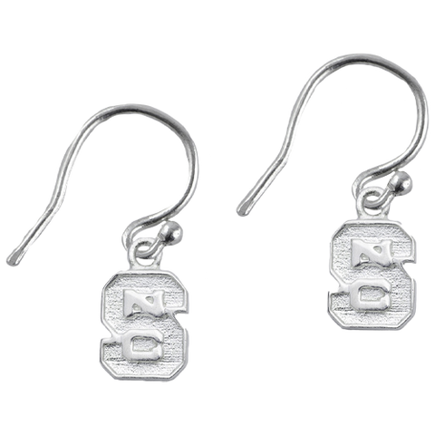 NC State Wolfpack Silver Block S Dangle Earrings