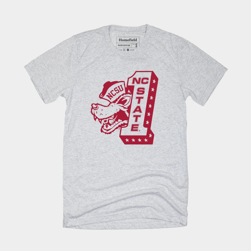 NC State Wolfpack Homefield Ash Grey #1 Slobbering Wolf T-Shirt