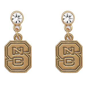 NC State Wolfpack FTH Gold Block S Lydia Earrings