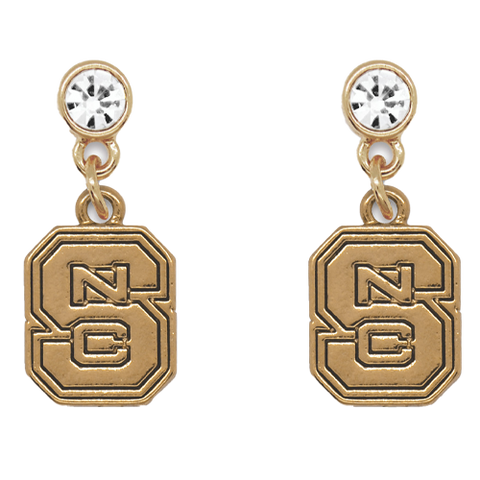 NC State Wolfpack FTH Gold Block S Lydia Earrings