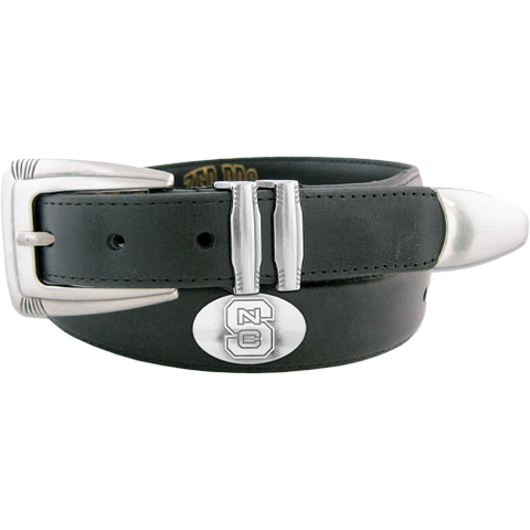 NC State Wolfpack Black Concho Tip Leather Belt