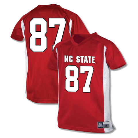 NC State Wolfpack Youth Red and White #87 Football Jersey