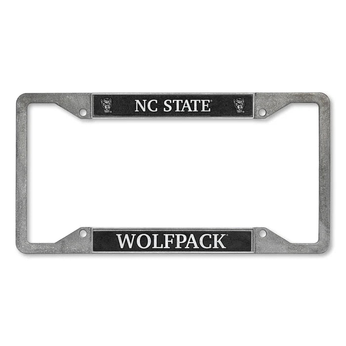 NC State Wolfpack Pewter Style Wolfhead License Plate Frame