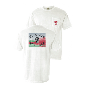 NC State Wolfpack Comfort Colors White Football Stadium Pocket T-Shirt